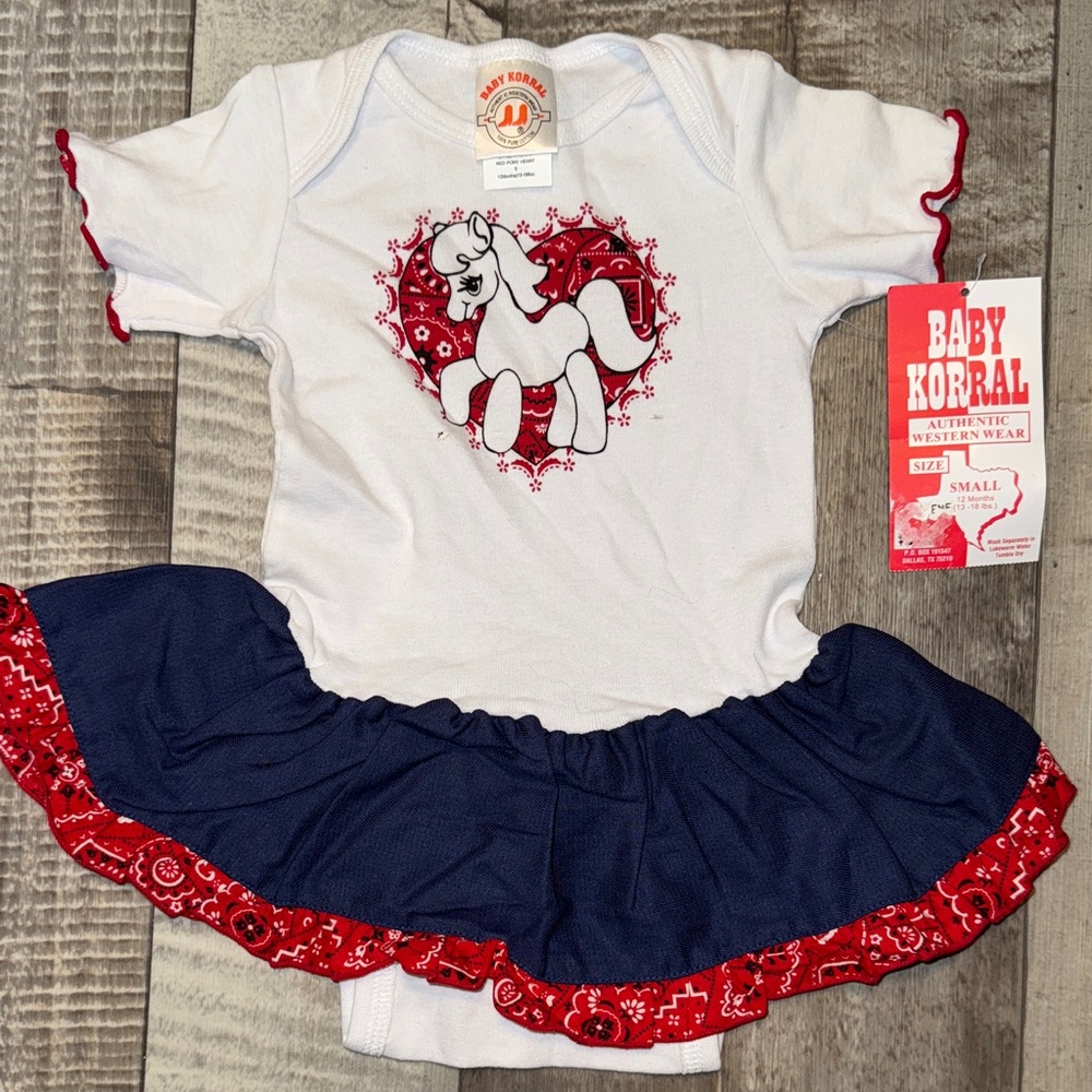 NWT Baby Korral White and Blue Unicorn Dress-size 12 months - Picture 1 of 8